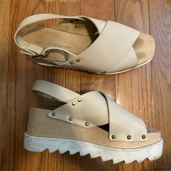 Stella McCartney Women's Cream Wedge Sandals - Picture 1 of 5